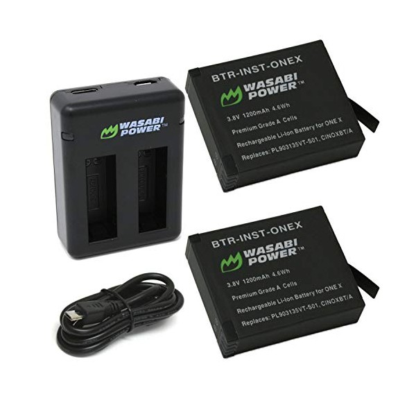 Wasabi Power Battery (2-Pack) and Dual USB Charger Compatible with