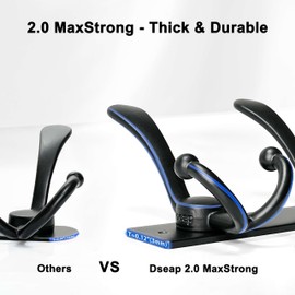 Dseap MaxStrong 2.0 Coat Rack Wall - Ultra Heavy-Duty Stainless Steel, 16" Hole Spacing, 5-Triple-Hooks Wall Mount Coat Hanger, Hook Rail for Clothes Hats Jacket Towels, White, Pack of 2