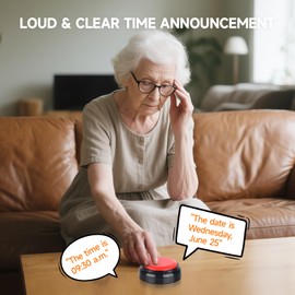 Extra Large Talking Alarm Clock for Seniors, Voice Announcement of Time/Date/Day with Adjustable Volume, Perfect for Seniors and Visually Impaired