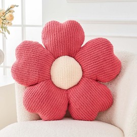 Kcvvcr Flower Throw Pillow, Cute Flower Shaped Pillow Decorative Throw Pillow for Bed Couch, Soft Daisy Pillows Floor Seating Cushion Cushions (19.6 Inch Peach Pink)