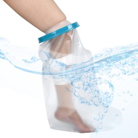 TPFEYEN Water Proof Leg Cast Cover for Shower, Showering Foot, Watertight Foot Protector for Leg and Foot Surgeries, Cast Bag for Shower fit L-XL (18Wx27L, White)