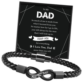 GBTBYS Love You Dad Bracelet, Fathers Day Dad Gifts from Daughter Son, Infinity Leather Bracelet Birthday Gifts Ideas for Daddy Best Stepdad New Dads to Be 1st First Time