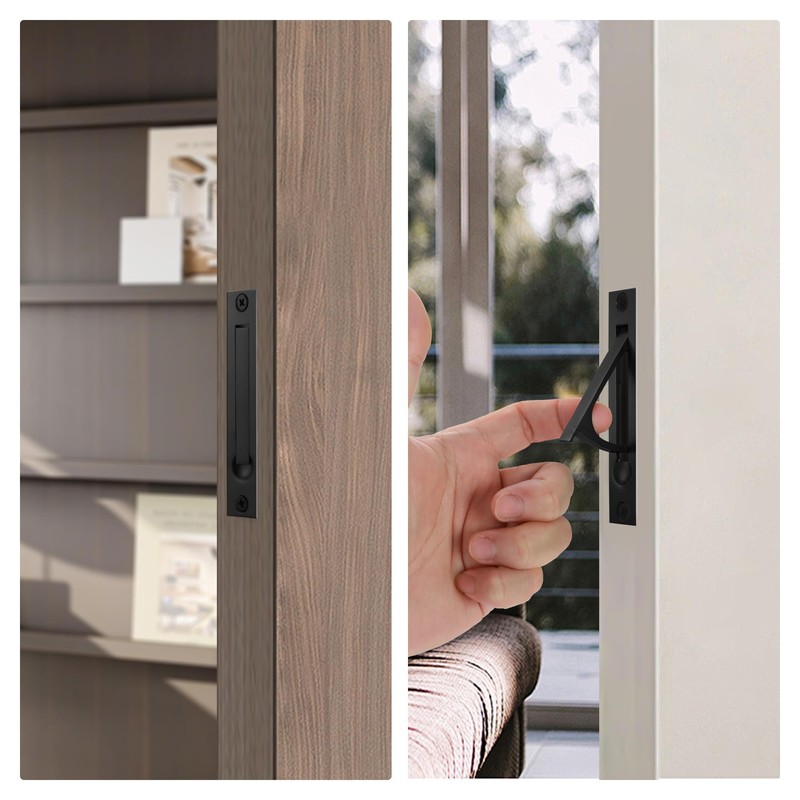 Malimali 2 Pack Matte Black Modern Edge Pull Pocket Door
