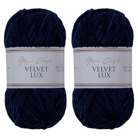 Utopia Crafts Velvet Lux Chenille Super Soft Chunky Yarn for Knitting and Crochet Yarn 2X 100g (Midnight Blue)