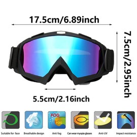 Weploda High Quality Motorcycle Goggles, Cross Goggles, Anti-Fog UV Goggles with Foam Padding, Both for Men and Women, Suitable for Outdoor Sports