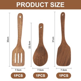 3 Pieces Wooden Spatulas, Long Handle Wooden Spatulas, Kitchen Utensils, Heat-Resistant Spatulas, Cooking Tools