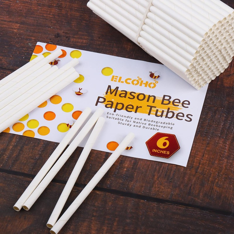 ELCOHO 200 Pieces Bee Tube Refill Mason Bee Paper Inserts
