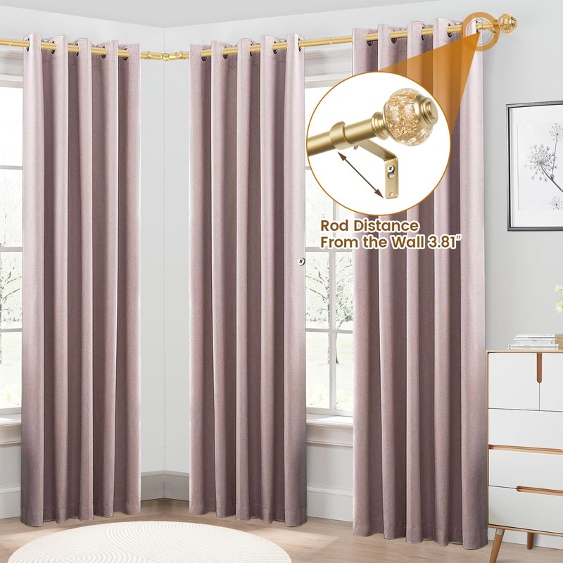 Bay Window Curtain Rods, USFOOK Gold Curtain Rods for Bay