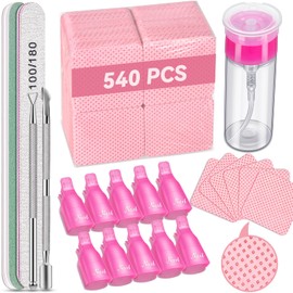 TsMADDTs Gel Nail Polish Remover Tools Kit with Lint Free Wipes, Nail Remover Clips, 100ml Nail Polish Remover Bottle, Cuticle Tools and File, Buffer Blocks