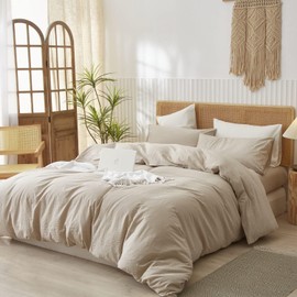 Sacebeleu Luxury Double Duvet Cover Set Beige 100% Cotton Plain Breathable Bedding Sets,1 Quilt Comforter Cover Zipper Closure and 2 Pillowcases 50x75cm,Dark Green