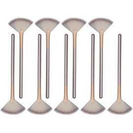 Juego de Brochas de Maquillaje para Abanico Facial 9 Piezas, Color Champán, Tubo de Aluminio, para la Piel, Acabado, Fácil de Limpiar, Versátil, Adecuado