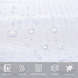 Furlinic Waffle Shower Curtain White Extra Long Curtains Liner Made of Waterproof Weighted Fabric with Hooks 71x84 Inch.