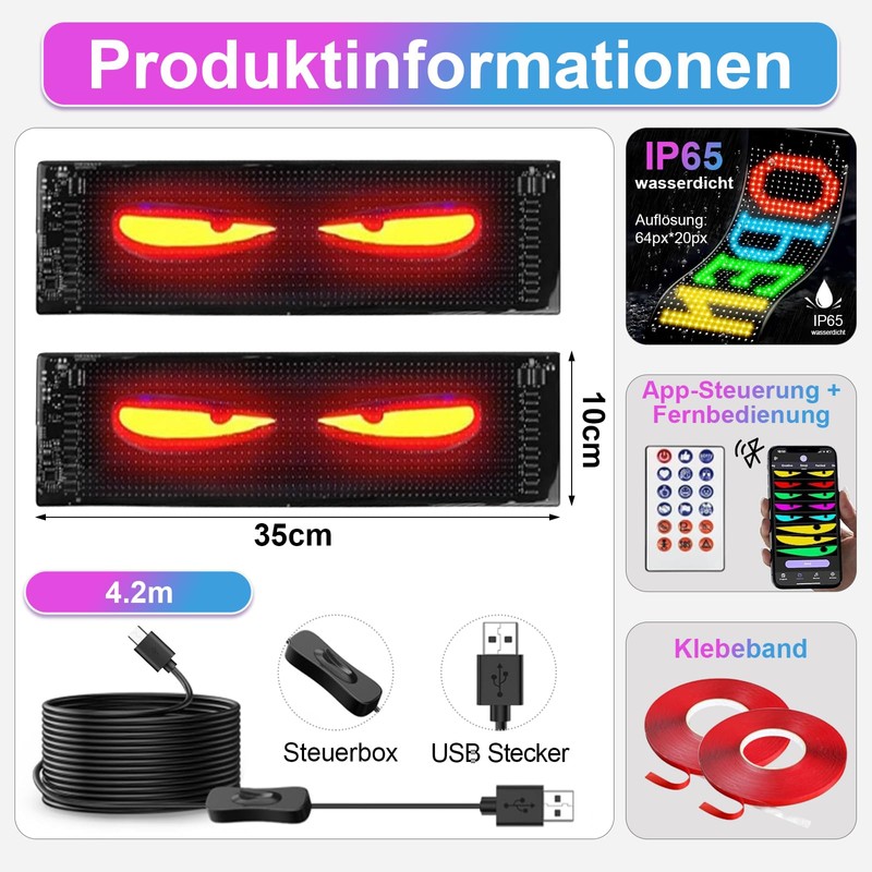 Aolawco Devil Eyes Light for Cars, 10 x 35 cm