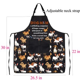 BNQL Dog Mom Apron Dog Mom Gifts Cute Dog Apron With Pockets Dog Lover Waterproof Kitchen Cooking Apron Dog Grooming Aprons (Dog Mom Apron)