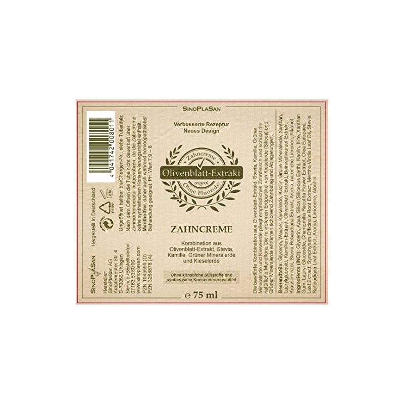 Olive Leaf Extract Zahnpa, 75 ml