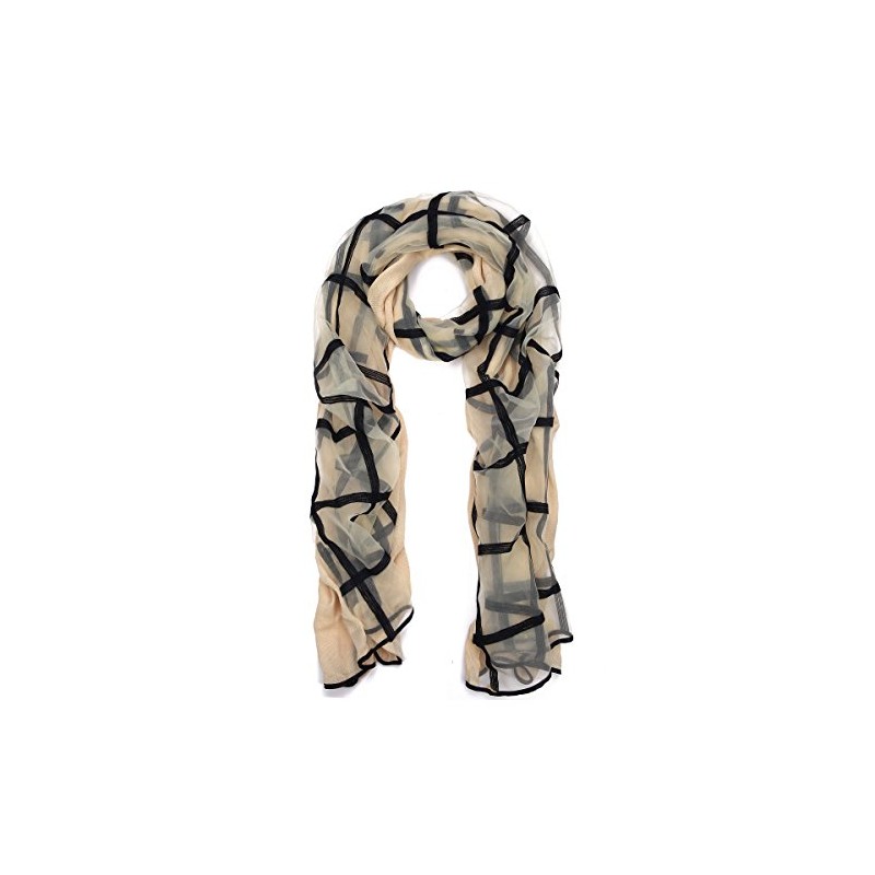 Premium 2-Layer Viscose Plaid Scarf, Beige