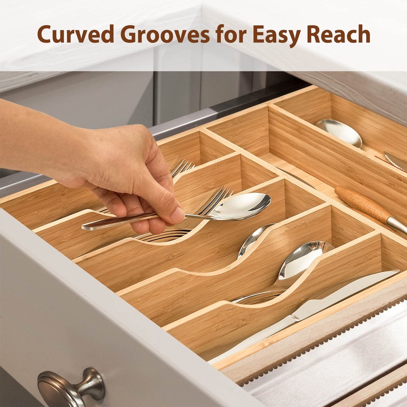 Umilife Kitchen Drawer Organizer, 12.5 Inch Silverware Utensil Tray Holder,