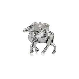 NKlaus Single Camel Stud Earrings 925 Silver Oxidised 9 mm Earring Amulet 12650, Sterling Silver