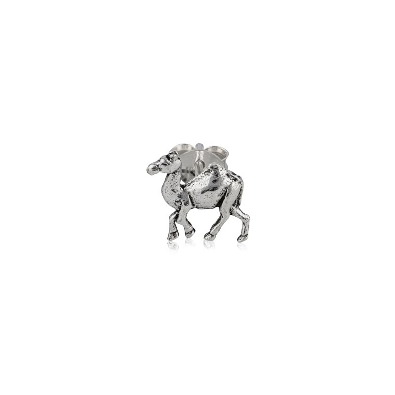 NKlaus Single Camel Stud Earrings 925 Silver Oxidised 9 mm