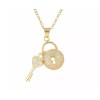 ZARD Lock Heart Key Charm Pendant Necklace With CZ Accent