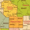 Montana ZIP Code Map with Counties - Large - 31.25