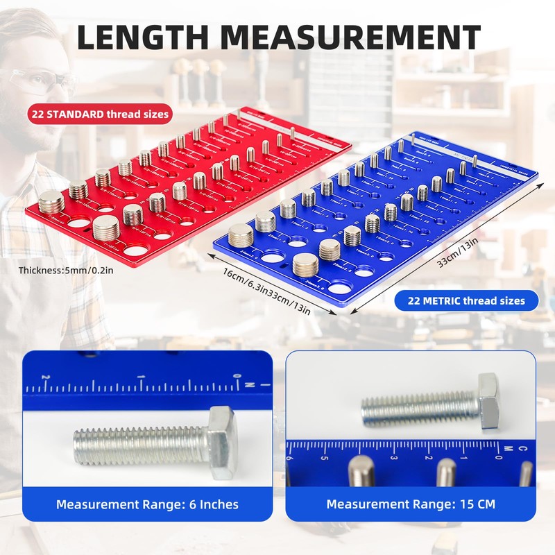 Clonivent Nut and Bolt Thread Checker Standard and Metric, 44