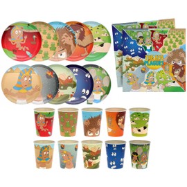 Passover seder 10 plagues paper goods, plates, cups and napkins, for 20 settings