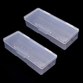 Rolabling 2 Pcs Transparent Nail Art Tool Organizer Empty Plastic Storage Box for Manicure & Pedicure Kits Multifunctional Rectangular Nail Supply Case (2 White)
