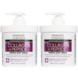 Advanced Clinicals Collagen Peptides Body Lotion & Face Moisturizer | Peptide Infused Collagen Lotion For Women & Men Helps Improve Look Of Crepe Skin, Wrinkles, & Uneven Dry Skin Texture, 2-Pack
