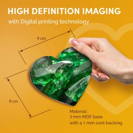 Destination Vinyl ltd Great Coasters (Set of 2) Heart - Green Emerald Stone Uncut Drink Glossy Coasters/Tabletop Protection for Any Table Type #3328