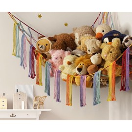 RelaxScene Stuffed Animal Storage Hammock Corner X-Large with LED Light - Baby Hammock Hanging Holder Plushies Net for Stuff Animals Organizer - Cute Room Decor Aesthetic Kids Toddler Nursery Bedroom
