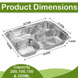 M1SS (Pack of 120) Square Aluminium Foil Trays Food Container with lid Tin Foil Recyclable Disposable Foil Pan for Restaurant Grilling Baking Roasting