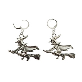 arete de aro de bruja, aretes de bruja de dibujos animados, aretes de Navidad, joyería de bruja de moda, 55*35mm, Zinc, No es una piedra preciosa
