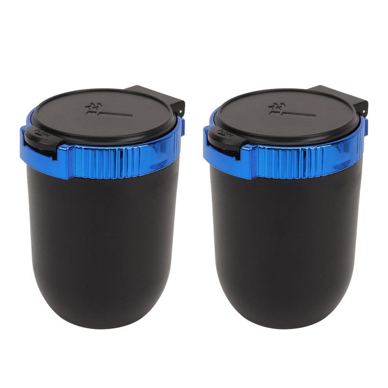 2Pcs Car Ashtray with LED Blue Light Portable Removable Car
