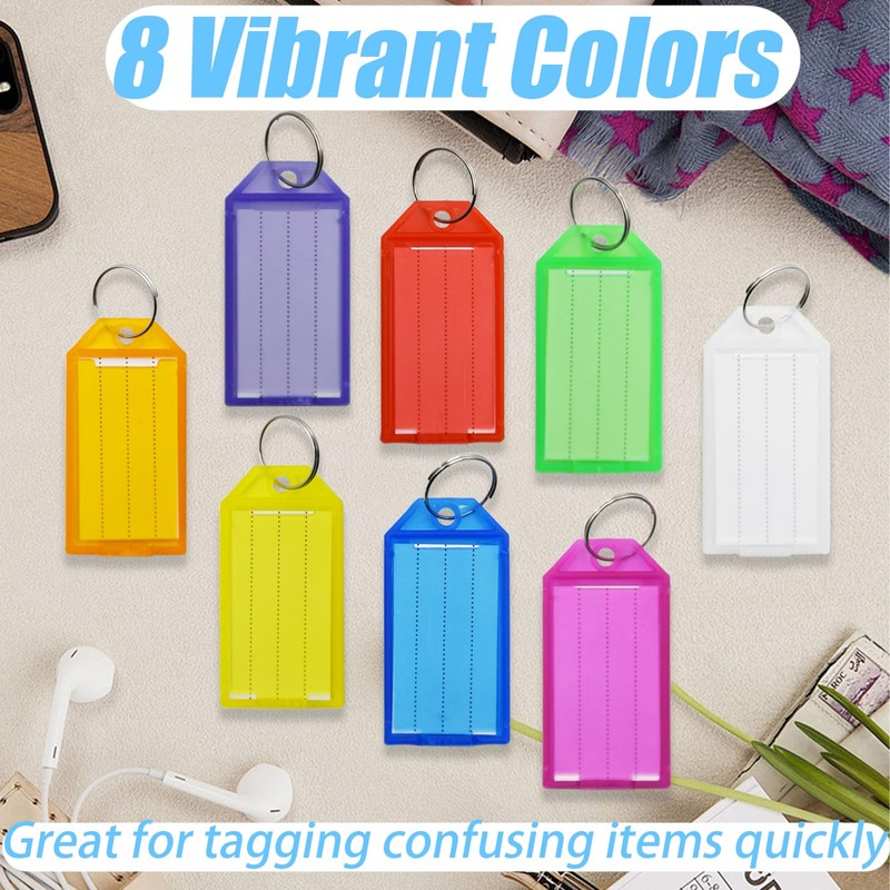 SHENSAIGO Pack of 32 Key Fobs Writeable 8 Colours Plastic