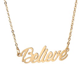 AOLO Dainty Believe Monogram Script Necklace Gold