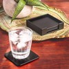 Dacasso Black Leatherette 4 Square Holder Coaster Set