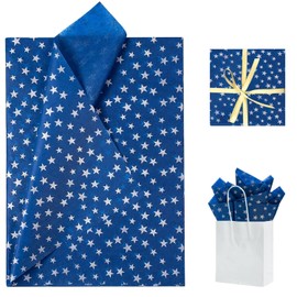 Jwssor Star Tissue Paper,20sheets Christmas Tissue Paper,20x14inch/50x35cm Xmas Wrapping Paper,Blue Silver Star Tissue Paper for Christmas Wedding Birthday DIY Crafts