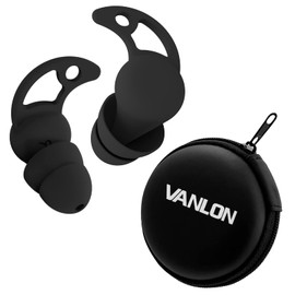 VANLON Ear Plugs for Sleeping Noise Cancelling, Reusable Ear Plugs for Noise Reduction, 2Pairs Super Soft Fit Silicone Earplugs for Concert, Work, Travel, 33dB Noise Cancelling Headphones (Black)