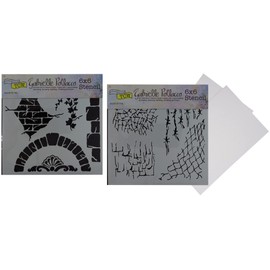 Mixed Media Stencils - Texture Stencil, Abstract Stencil - Textured Brick Wall Stencil, Distressed Wire Mesh Stencil for Painting, Journaling, Art - 6x6 Inch Templates with Cardstock