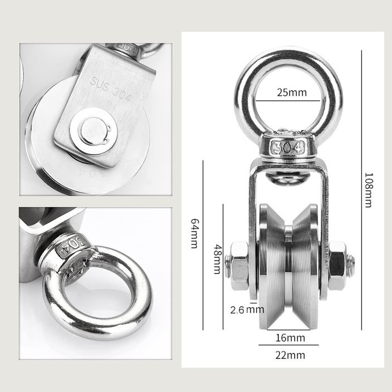 EGV 2in Heavy Duty V-Type Swivel Pulley Wheel with Detachable