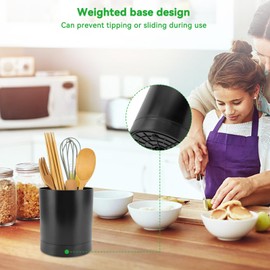 360° Rotating Black Utensil Holder Caddy,Kitchen Utensil Holder,Stainless Steel Kitchen Utensil Holders Rotating Utensil Organizer Utensil Caddy Utensil Crocks for Kitchen Countertop