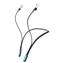 GOGOSODU Compatible Airpods Strap, Silicone Anti-Lost Strap Connector Sports Neckband Compatible for Airpods Pro 3/2/1, Air Pod 4, 3, 2, 1, Black with Light Blue