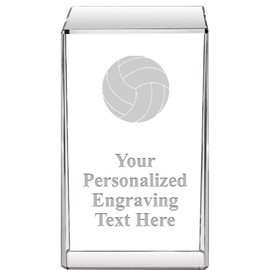 Volleyball 3.5" Signature Crystal Award, Customized Volleyball Crystal Trophy, Add Your Own Text to Your Award