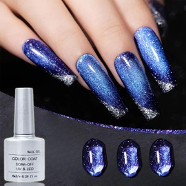 Blue Cat Eye Gel Nail Polish, Long Wearing Gel Cat Eye Nail Polish, Magnetic Nail Polish Gel, Glossy Glitter Nail Polish Blue Soak off UV LED Gel Polish Nail Art Design