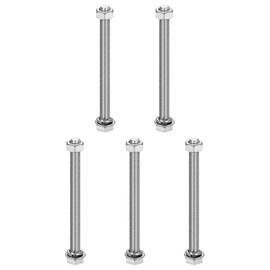 MECCANIXITY M8 x 95mm 304 Stainless Steel Hex Head Screws Bolts, Nuts, Flat & Lock Washers Assortment Kit, Fully Threaded, Bright Finish for Home, Electronic, Machine, 5 Sets