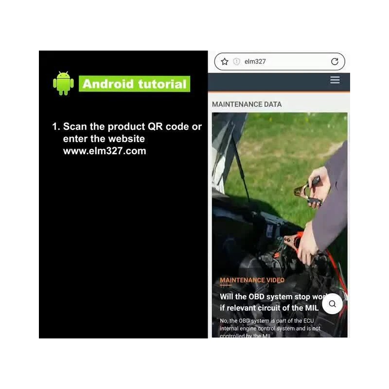 RYRYIL ELM327 V2.0 Bluetooth OBD2 Code Reader For Android Torque