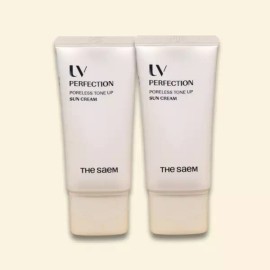 The Saem 더샘 유브이 퍼펙션 포어리스 톤업 선 크림 기획 세트 SPF 50+ PA++++ 50ml x 2개 투명한톤케어 The Saem UV Perfection Poreless Tone Up Sun Cream Set SPF 50+ PA++++ 50ml x 2 Transparent Tone Care