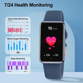 Slim Fitness Tracker with Heart Rate, Blood Pressure, Blood Oxygen and Sleep Monitor, IP68 Waterproof Activity Tracker and Smart Watches for Women Men with 20 Sports Modes, Step Counter, Pedometer