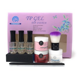 2 oz. per jar Nail dipping powder starter kit. Simple, easy to do TP Gel Powder Dip System. (2oz Clear Gel, Natural Pink, Red Sparkle)